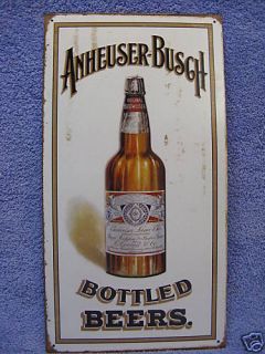 Anheuser Busch Bottled Beer Tin Metal Advertising Sign