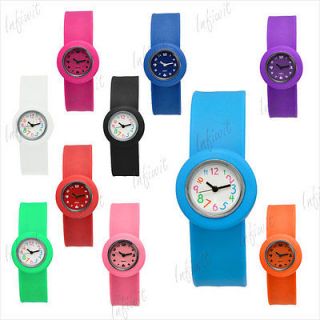 Slap on silicone/rubbe r snap wrist sport watches bracelet for men