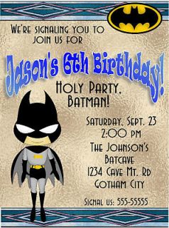 Gotham City Super Hero Batman Robin Birthday Invitation