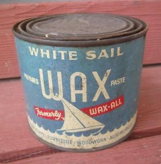 WHITE SAIL PREPARED WAX PASTE CAN ADVERTISING FLOOR FURNITURE CARS