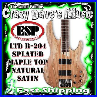 NEW RH ESP LTD B 204 Spalted Maple Top Natural Satin 4 String Bass