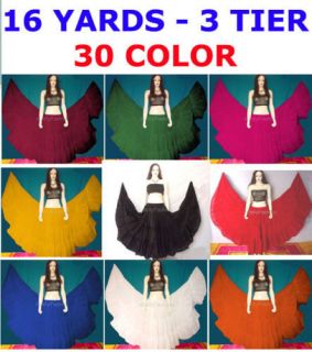 NEW 30COLOR Cotton Gypsy Skirt 3Tier 16Yard Belly Dance