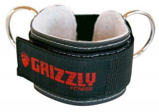 Grizzly Fitness 3 Leather Adjustable Ankle Cuff Strap 8600 04
