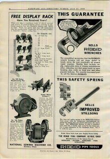 1939 ad Heller Nucut Wavey Teeth Files Ridgid Wrenches Vindex Vises