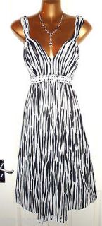 Stunning L.K.BENNETT Black & White Silk Lined Fit & Flare Beaded Dress