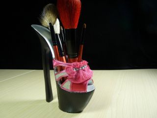 Mini high heel Shoe Make up brush/pen holder case stand Cute gift pink