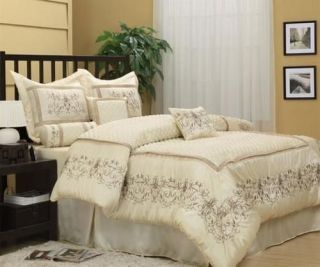 Vivian Embroidery 7pc Comforter Set bed in a bag NEW King/Queen