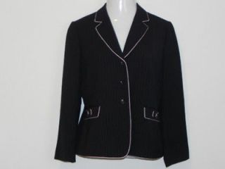 TAHARI black pink pinstripe ladies womens blazer jacket size 14 14P