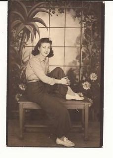 Vintage 1942 Found Photo Woman Sitting on Bench