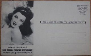 1940 PC Beryl Wallace, Earl Carroll Theatre Restau rant
