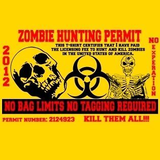 New Custom Zombie Hunting Permit Blood Zombies Kill Gun Funny Humor