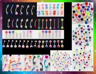 UV Assorted Belly Tongue Labret & Eyebrow Bars Rings Bulk wholesale