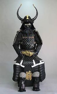 WowCoolArt Japanese Samurai suit of black Suit of Big Horn Armor 010