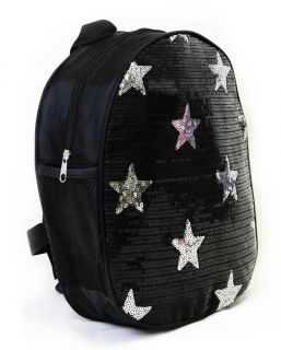 Dance / Sports Bag Girls Sequin Star Backpack Black NEW