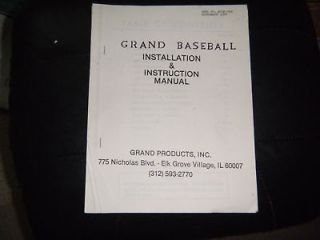 GRAND BASEBALL PINBALL TABLE game manual