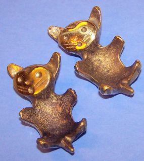 Brass Cat on back, set of 2, Handmade in Austria