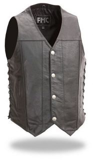 Mens Side Lace Buffalo Nickel Concealed Carry Motorcycle Vest Single
