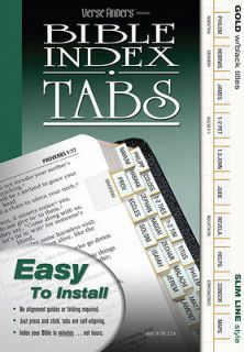 BIBLE INDEX TABS   SLIM LINE STYLE   GOLD WITH BLACK TITLES   BRAND