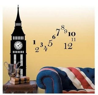 BIG BEN wall sticker 40 MURAL 16 decals Clock UK London room decor
