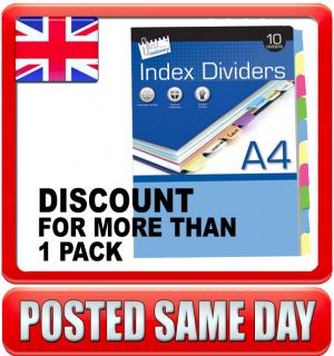 Dividers Coloured Punched Tabs Paper File Folder Binder Card Bulk