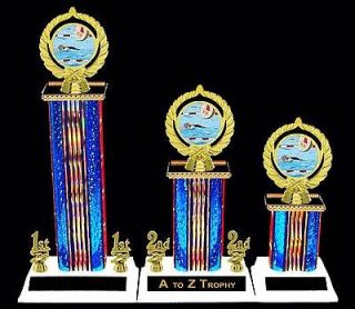 SWIM MEET TOURNAMENT TROPHIES 1st 2nd 3rd STOP WATCH SWIMMING TROPHY