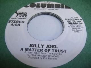 Rock Promo 45 BILLY JOEL A Matter Of Trust on Columbia (Promo)