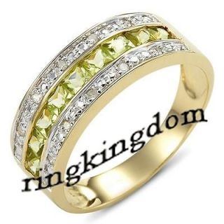 Size 6,7,9,10 Jewelry Fancy New Mans Peridot 10KT yellow Gold Filled