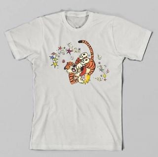 Calvin and Hobbes T shirt Homicidal psycho Jungle Cat fighting funny