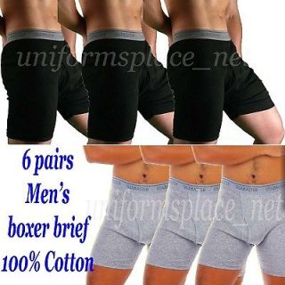 BOXER BRIEF SHORT MEN Underwear Cotton BLACK GRAY 6XL
