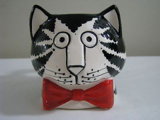 Kliban 3D Cat Face Coffee Mug Tastesetter Sigma Black White Red Bow