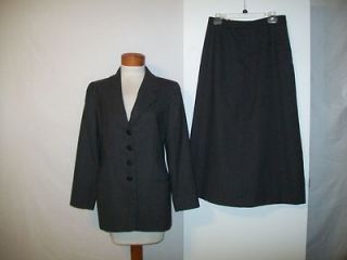 Linda Allard Ellen Tracy 2 pc Gray A line Skirt Suit 8P Skirt w/jacket