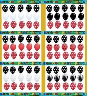 15 RED BLACK POLKA DOT LATEX balloons ladybug mickey minnie mouse