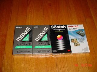 NEW & SEALED BLANK VHS TAPES MAXELL GX SILVER & SCOTCH T 120 + VCR
