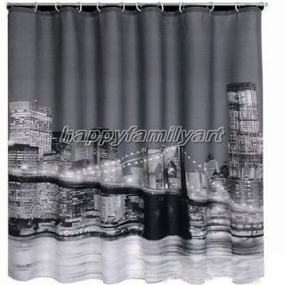 Bustling City Beautiful Night Picture Bathroom Fabric Shower Curtain