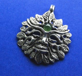 Man Pendant Sterling Silver with Jade Stone 1 Wicca Pagan Jewelry