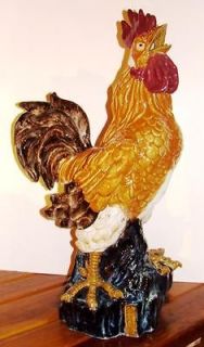 Large Life Size Glazed Rooster Statue Sculpture