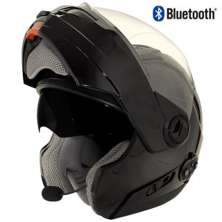 Hawk Bluetooth Transition 2 in 1 Black Modular Helmet tinted sun visor