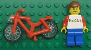 LEGO BIKE MAN MINIFIG LOT city town bicycle red guy rider figure