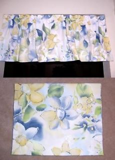 WINDOW CURTAIN VALANCE FLORAL BLUE GREEN YELLOW