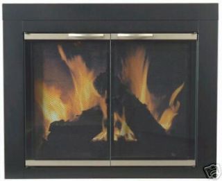 Hearth Black & Nickel Glass Fireplace Door Alsip Small AP 1130 Screens