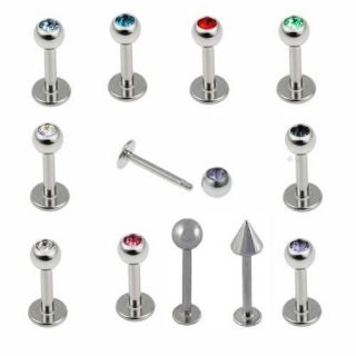 NOSE STUD 1mm Screw on CZ GEM Ball or Spike fishtail Ubend 13 Colours