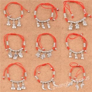 Red Refinement Hand woven Rope Tibet Silver Lucky Adjustable Bracelets