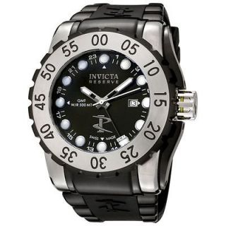 Invicta Mens Reserve Leviathan Swiss Made GMT Black Dial Rubber Watch