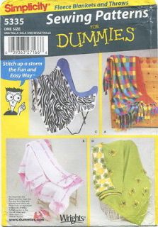Simplicity 5335 Fleece Blankets & Throws ~ Sewing Patterns For Dummies