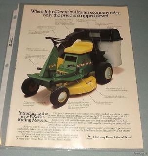 Vintage John Deere R Series Riding Mowers Magazine Advertisement