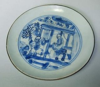 Qing 18th Cent. Blue and white dishes ((lady/infant)