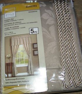 Style Selections Tan/Brown Pair Window Panels Curtains, Valance