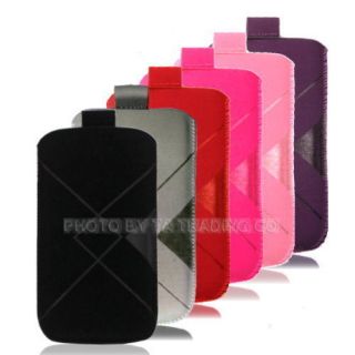 Soft Fabric Cloth Pull Up Tab Case Pouch For Samsung I5800 Galaxy Gio