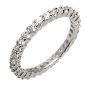 925 Sterling Silver 0.66 Carat CZ Thin Eternity Ring Size 5 10