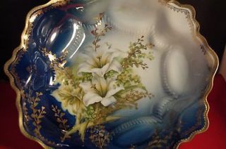 RS Prussia Large Bowl, blue and gold